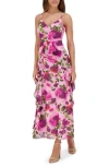 Siena Printed Chiffon Midi Dress In Pink