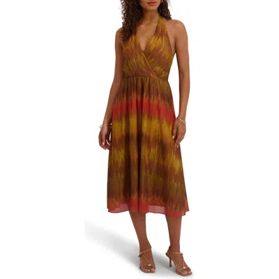 Siena Printed Chiffon Midi Dress In Brown