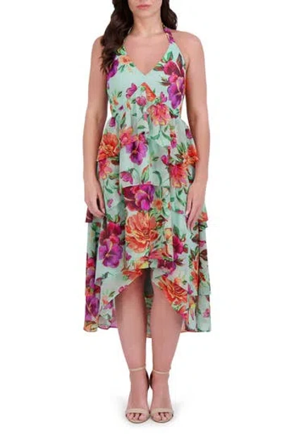 Siena Printed High-low Chiffon Dress In Multi