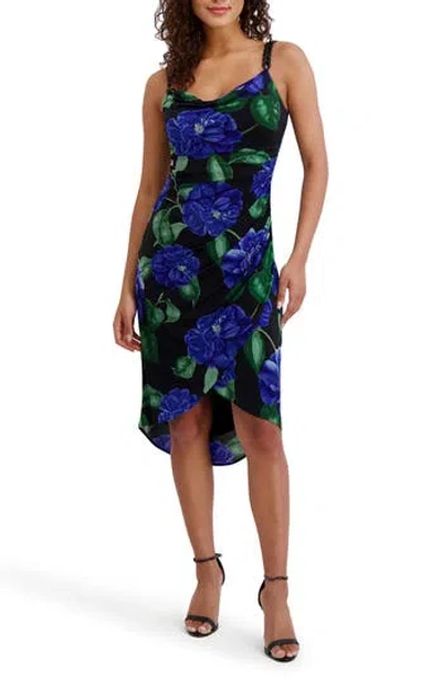 Siena Printed Jersey Body-con Dress In Blue
