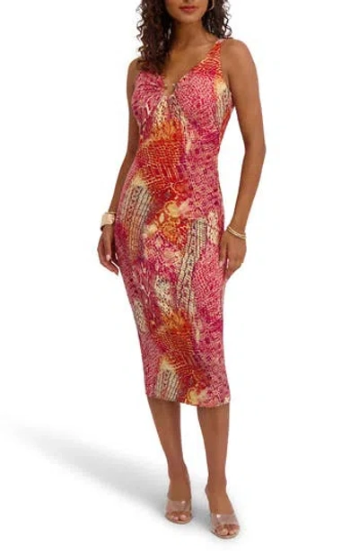 Siena Printed Jersey Body-con Dress In Brown