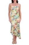 Siena Printed Mesh High Low Midi Dress In Multi