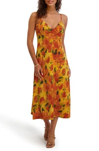 Siena Printed Satin Midi Dress In Multi