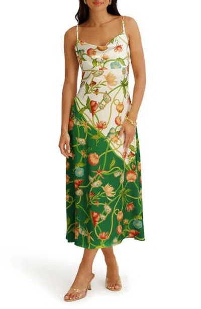 Siena Printed Satin Slipdress In Multi