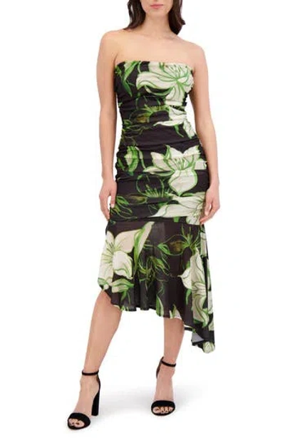 Siena Printed Stretch Mesh Body-con Dress In Green