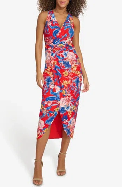 Siena Ruched Midi Dress In Multi