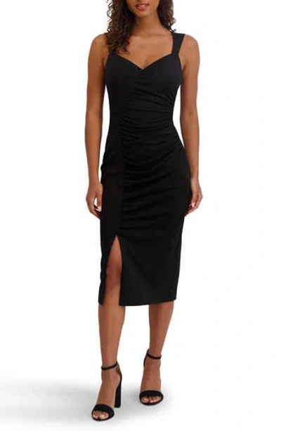 Siena Ruched Ponte Body-con Dress In Black