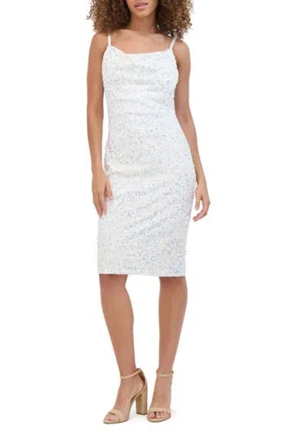 Siena Sequin Crushed Velvet Midi Dress In White