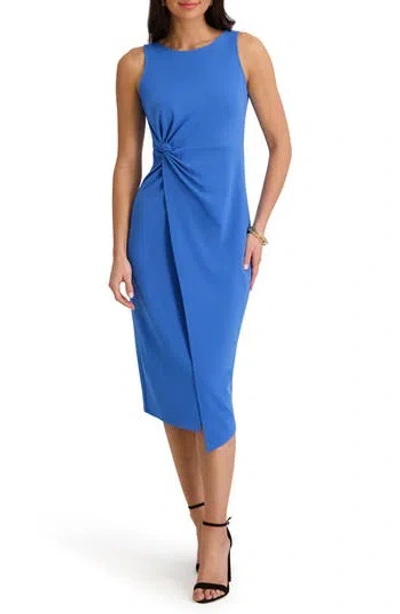 Siena Side Knot Crepe Scuba Dress In Blue