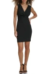 Siena Sleevelss Knot Front Crepe Scuba Dress In Black