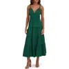 Siena Stretch Cotton Tiered Midi Dress In Green