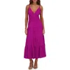 Siena Stretch Cotton Tiered Midi Dress In Purple