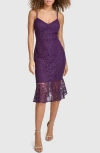 Siena Stripe Floral Lace Dress In Purple