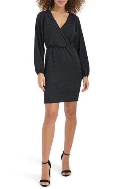 SIENA SIENA STRIPE KNIT FAUX WRAP DRESS