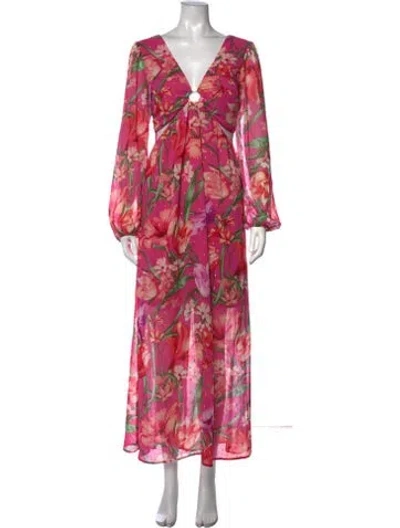 Pre-owned Siena Studio Floral Print Long Dress In Pink