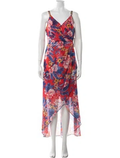Pre-owned Siena Studio Floral Print Long Dress In Red