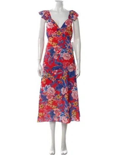 Pre-owned Siena Studio Floral Print Midi Length Dress W/ Tags In Red