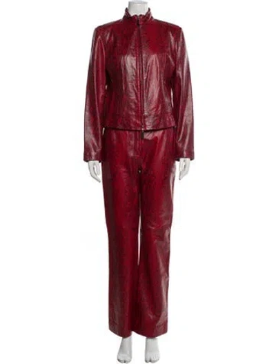 Pre-owned Siena Studio Leather Animal Print Pantsuit In Red