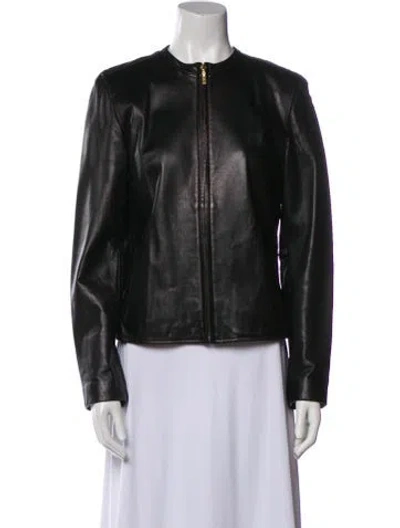 Pre-owned Siena Studio Leather Biker Jacket In Black