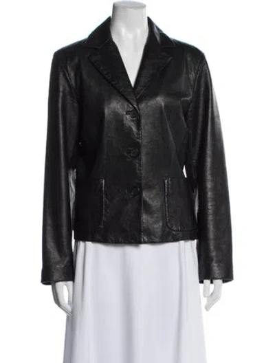 Pre-owned Siena Studio Leather Biker Jacket In Black