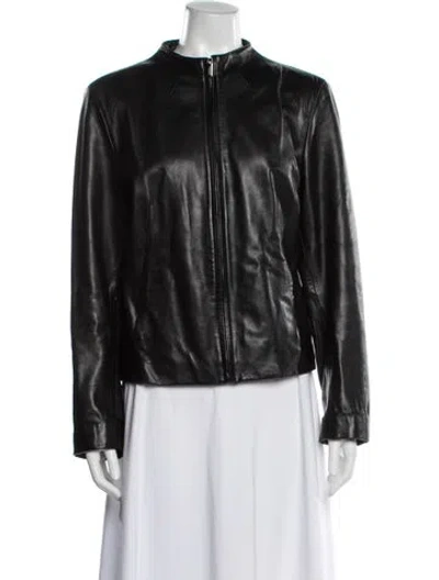 Pre-owned Siena Studio Leather Biker Jacket In Black