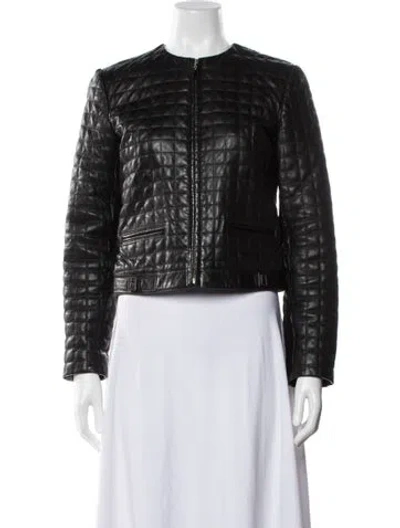 Pre-owned Siena Studio Leather Biker Jacket In Black