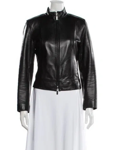 Pre-owned Siena Studio Leather Biker Jacket In Black