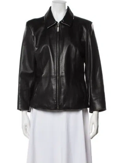 Pre-owned Siena Studio Leather Biker Jacket In Black