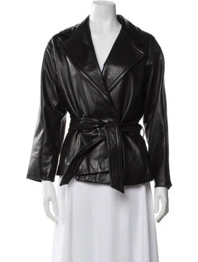 Pre-owned Siena Studio Leather Biker Jacket In Black