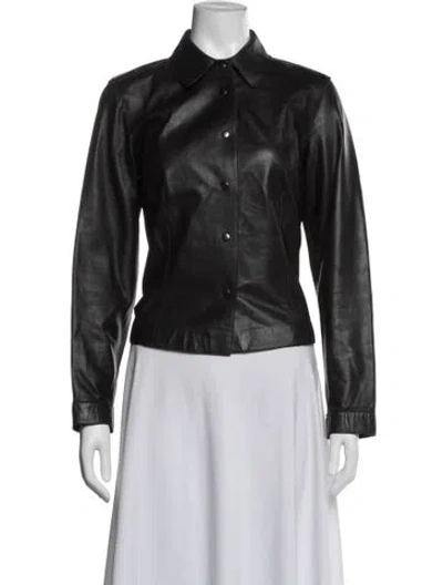 Pre-owned Siena Studio Leather Biker Jacket In Black