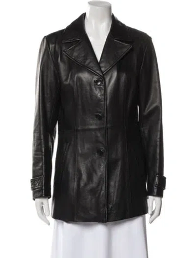 Pre-owned Siena Studio Leather Biker Jacket In Gray