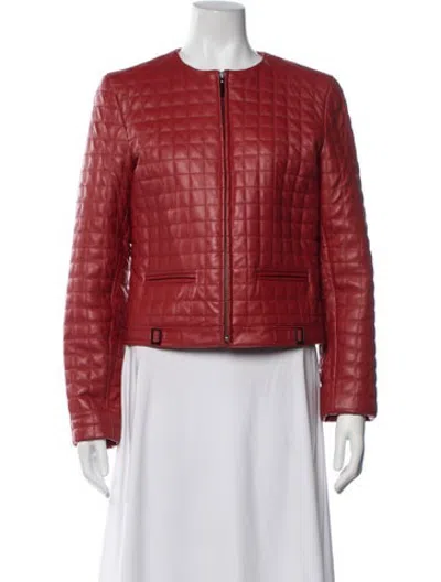 Pre-owned Siena Studio Leather Biker Jacket In Red