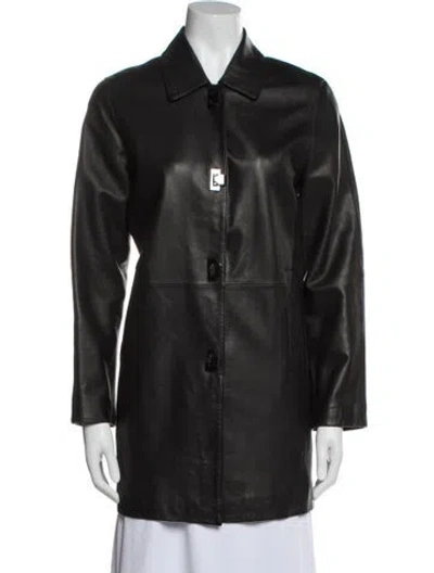 Pre-owned Siena Studio Leather Coat In Black