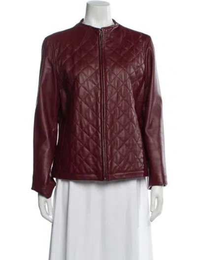 Pre-owned Siena Studio Leather Evening Jacket In Burgundy