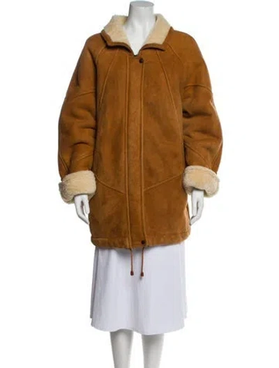 Pre-owned Siena Studio Leather Faux Fur Coat In Brown