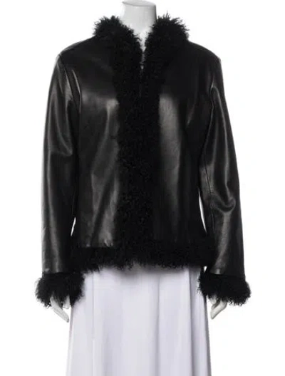 Pre-owned Siena Studio Leather Faux Fur Jacket In Black