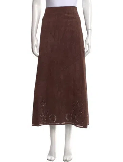 Pre-owned Siena Studio Leather Long Skirt In Brown