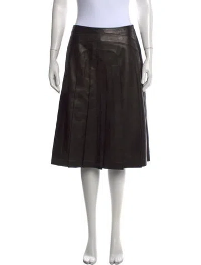 Pre-owned Siena Studio Leather Midi Length Skirt In Black