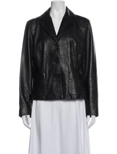 Pre-owned Siena Studio Leather Patterned Blazer In Black