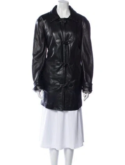 Pre-owned Siena Studio Leather Peacoat In Black