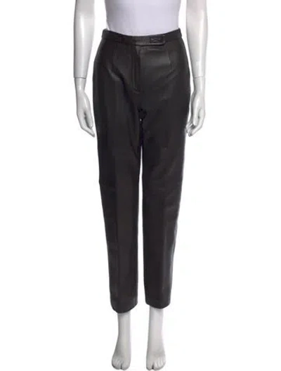 Pre-owned Siena Studio Leather Straight Leg Pants In Black