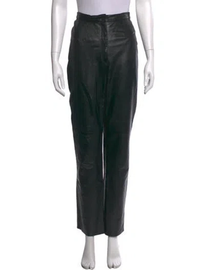 Pre-owned Siena Studio Leather Straight Leg Pants In Black