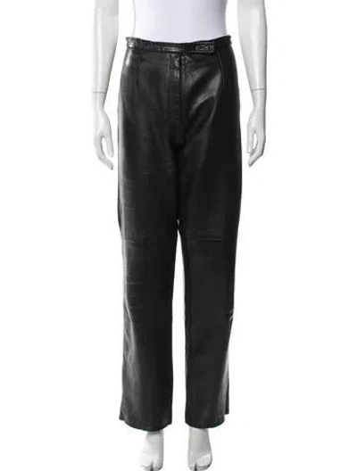 Pre-owned Siena Studio Leather Straight Leg Pants In Black