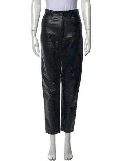 Pre-owned Siena Studio Leather Straight Leg Pants In Black