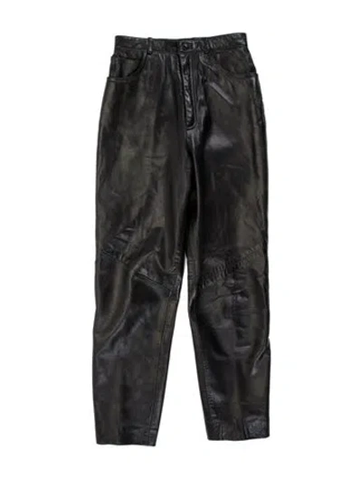 Pre-owned Siena Studio Leather Straight Leg Pants In Black