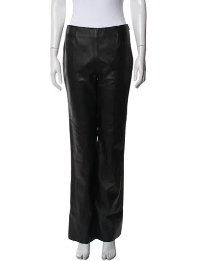 Pre-owned Siena Studio Leather Straight Leg Pants In Black