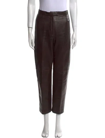 Pre-owned Siena Studio Leather Straight Leg Pants In Brown