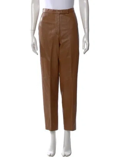 Pre-owned Siena Studio Leather Straight Leg Pants In Brown