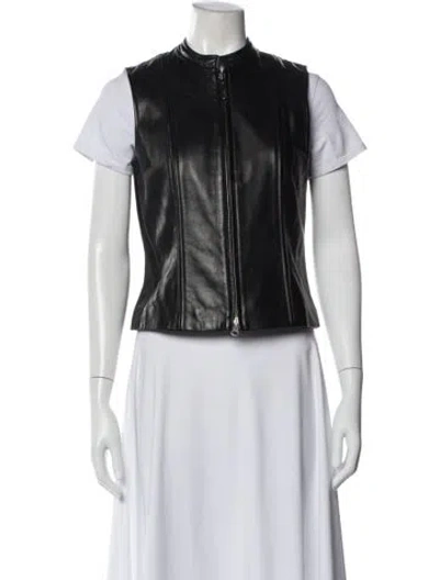 Pre-owned Siena Studio Leather Vest In Black