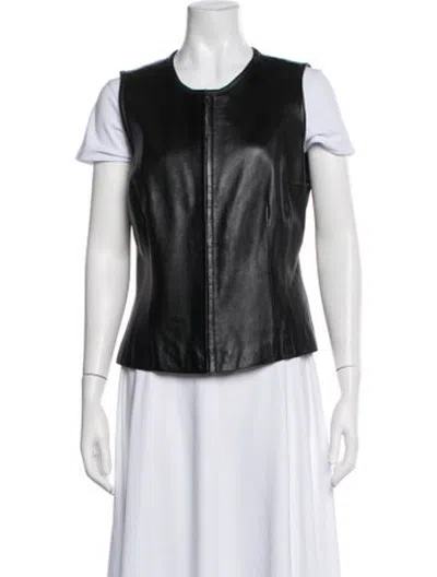 Pre-owned Siena Studio Leather Vest In Black